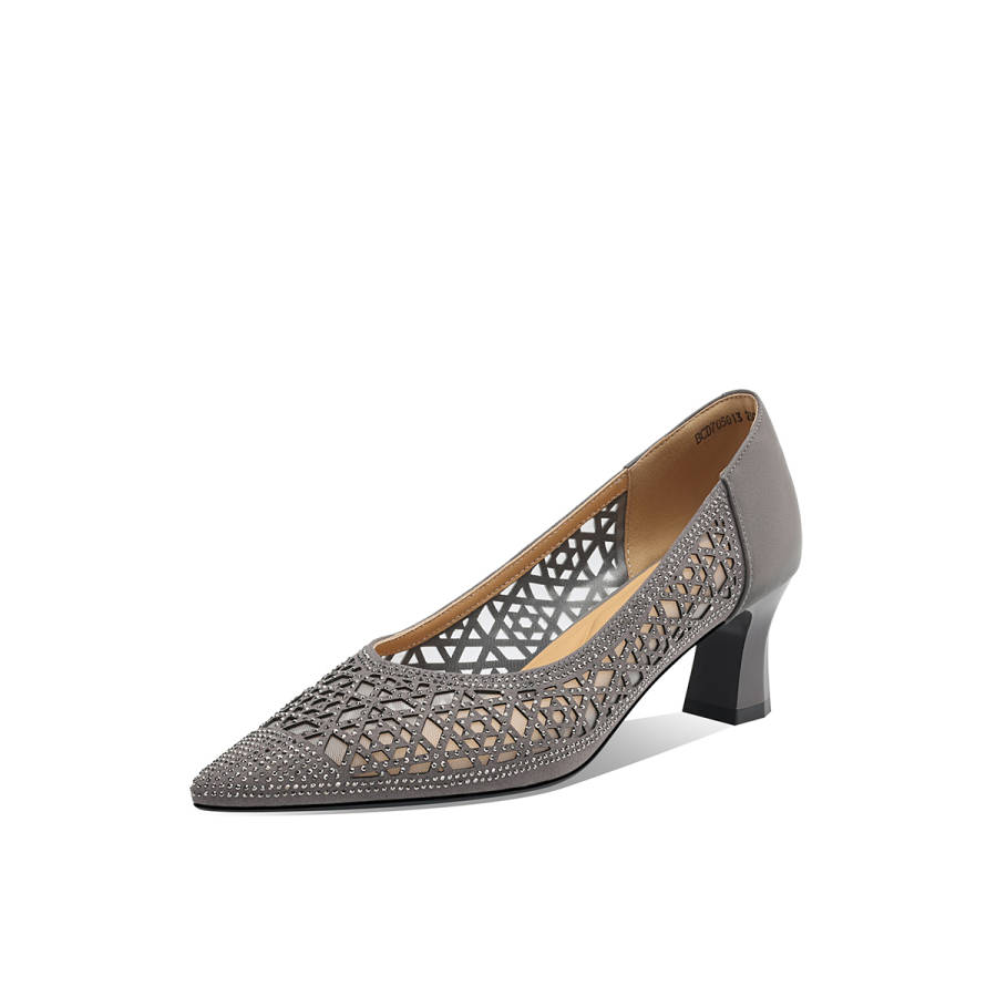 BOERDIQI Cow Leather Chunky Heel High Heels 5.3CM Women's