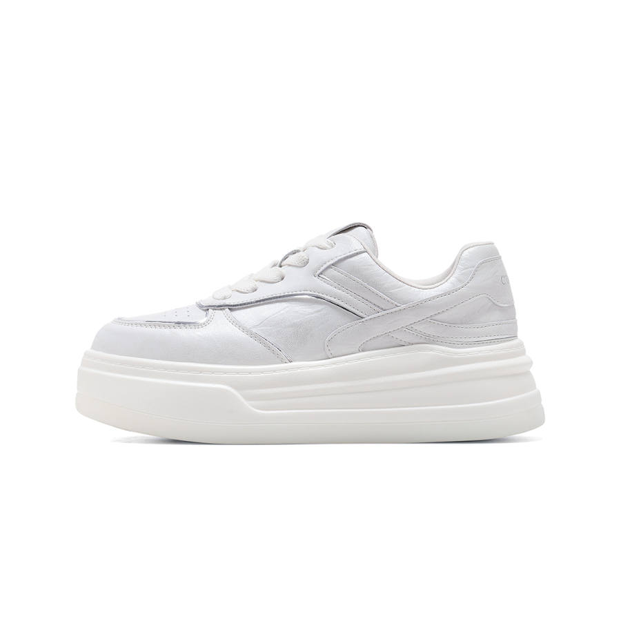 C°BANNER Synthetic Leather Abrasion Resistant Low top Skateboard Shoes Women's Ecru