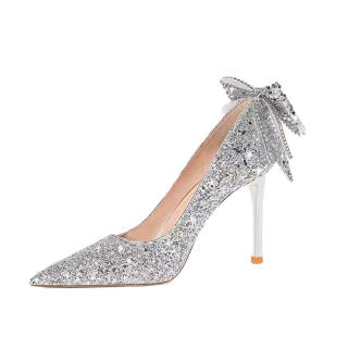AJPAP Pu Slim Heel High Heels Women's Silver