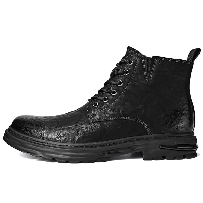 JIGONGYANG JIGONGYANG Cow Split Leather Short Combat Boots Men's