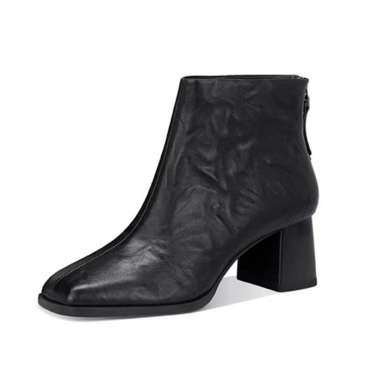 JESSICA SOPHIA Top Grain Cow Leather Ankle Boots 5.5cm Women's