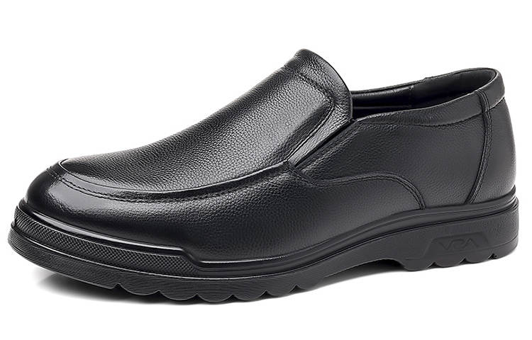 HUANAI Casual Leather Shoes Men's Low Top Black