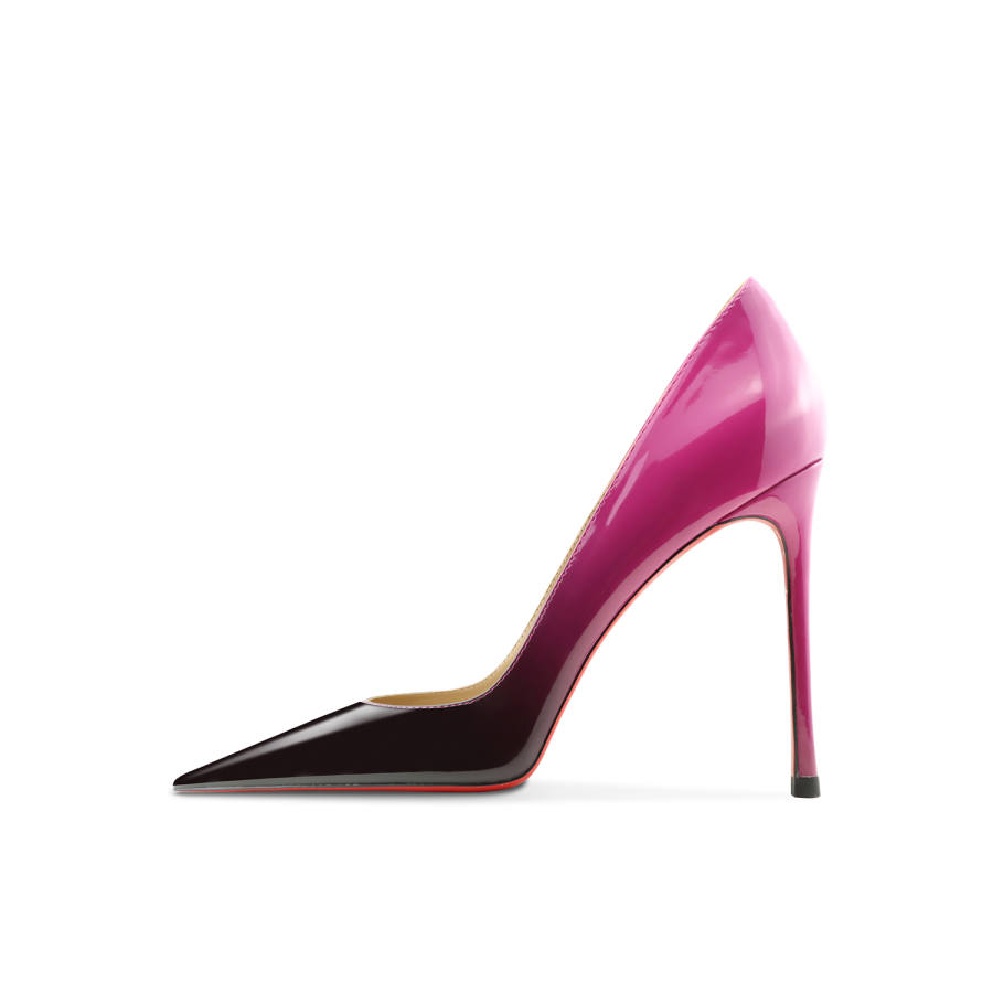 Ganxiaojie Patent Leather Slim Heel High Heels Women's Gradient Rose Red