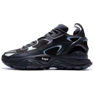 Aape Mesh, Leather Low top Casual Shoes Men's Black