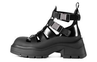 BREAD TREE Wandering Island Leather Sandal 6cm Women's Mysterious Black