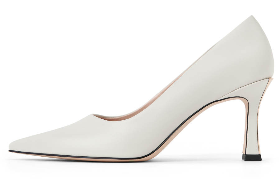CHARLES&KEITH Pu Slim Heel High Heels 8cm Women's Chalk White/Black