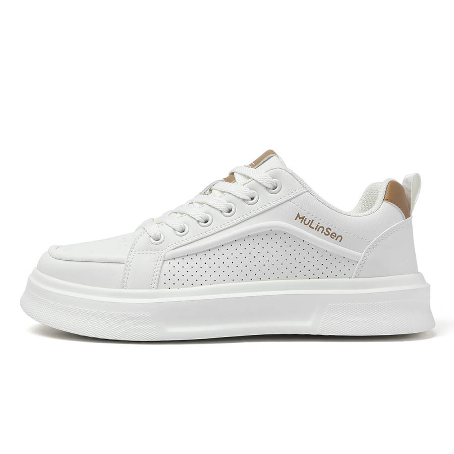 Mulinsen Synthetic Leather Low top Skateboard Shoes Men's Ecru
