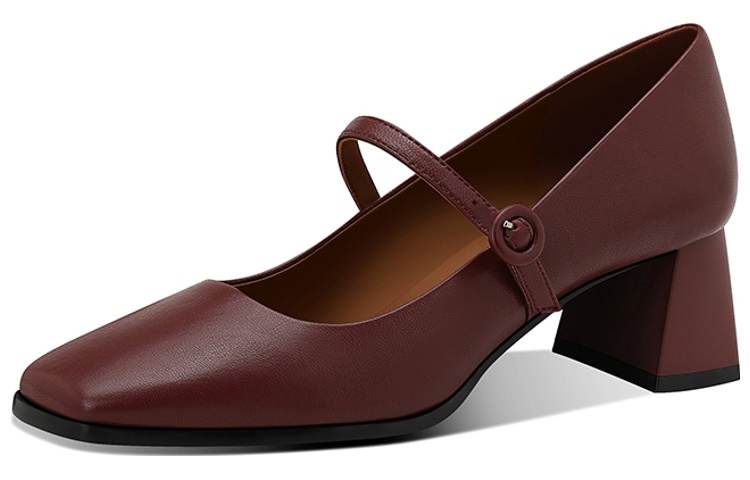 JESSICA SOPHIA Sheepskin Block Heel High Heels 5.5cm Women's