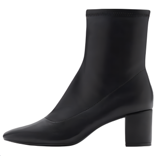MANGO Leather Ankle Boots 5CM Women's Black