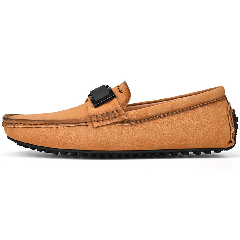 WENNAI Top Grain Cow Leather Gommino Loafers Men's Brown