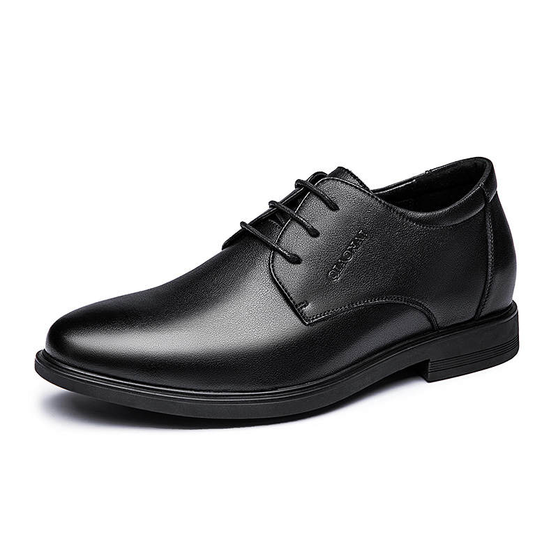 QIAONAI Cow Split Leather Dress Shoes Men's Black
