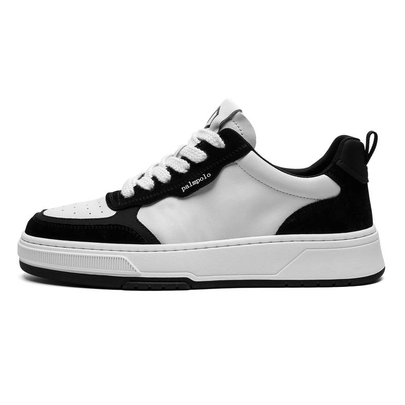 PALMPOLO Top Grain Cow Leather Slip Resistant Cushioning Abrasion Resistant Breathable Low top Skateboard Shoes Men's