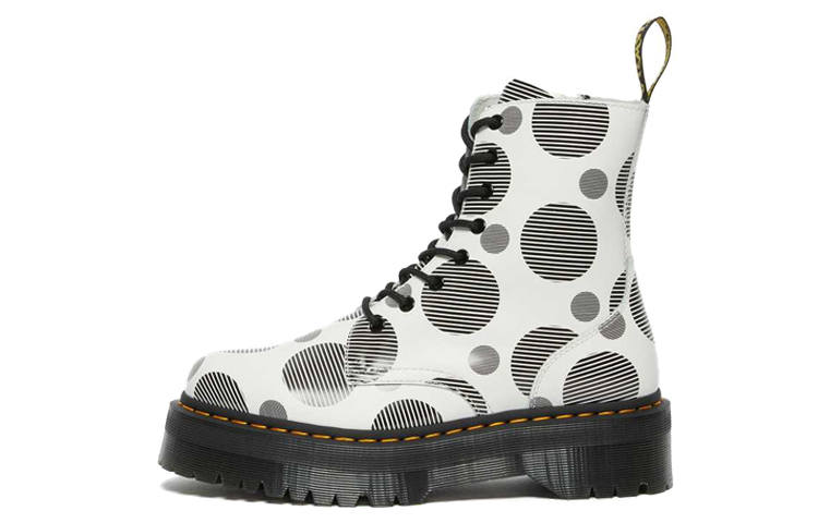 Dr.Martens Dr. Martens Jadon Polka Dot Smooth Leather Platform Boots 'White Black' Women's