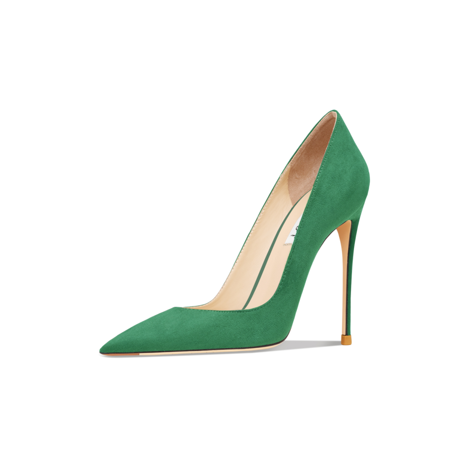 Suyymakk Suede Slim Heel High Heels Women's Green