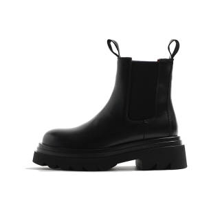 MIS. DANNY Cow Split Leather Short Chelsea Boots Women's Black