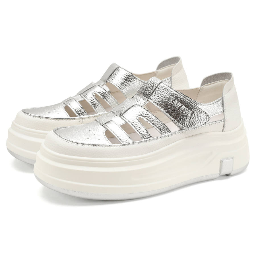 Safiya Cow Split Leather Low top Casual Shoes Women's Silver