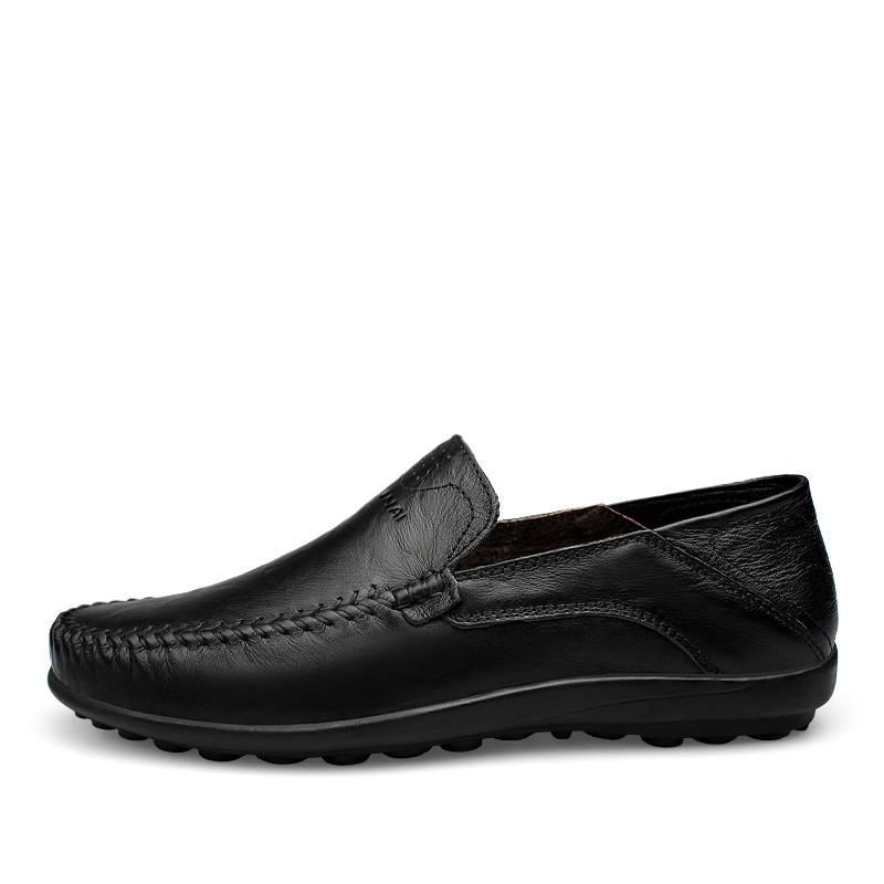 WENNAI Top Grain Cow Leather Gommino Loafers Men's Black