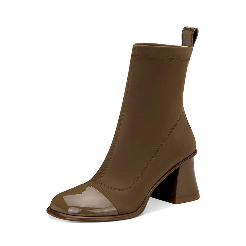 JESSICA SOPHIA Top Grain Cow Leather Ankle Boots 7cm Women's