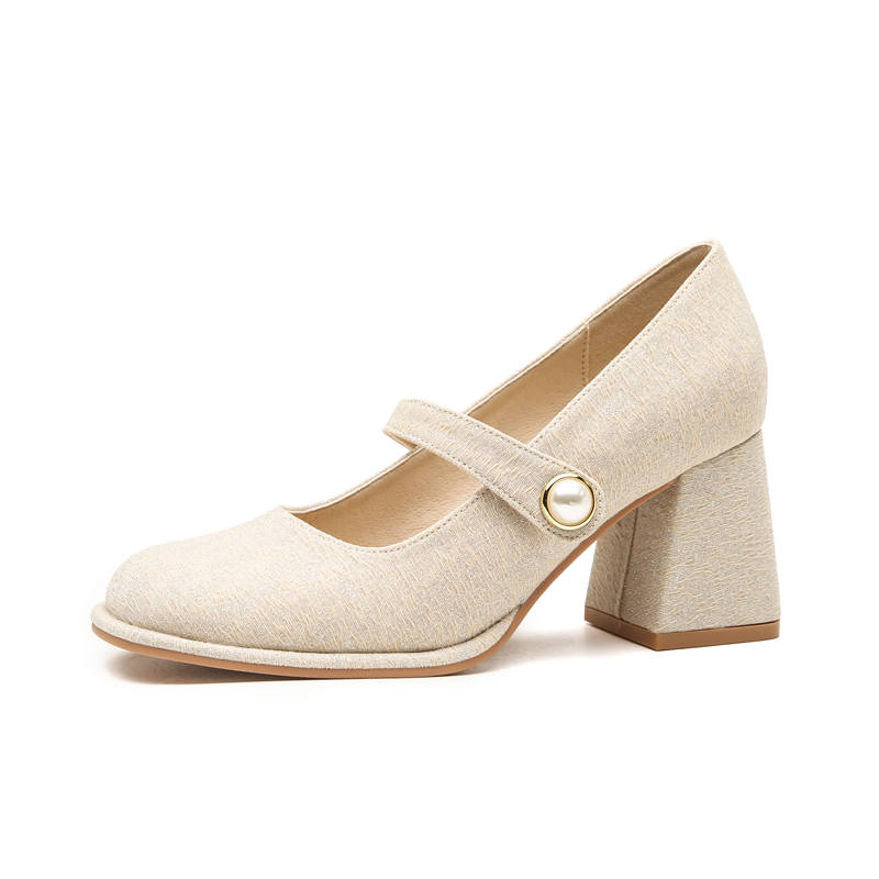 ZUOMILUO Mary Jane Shoes Women's Apricot