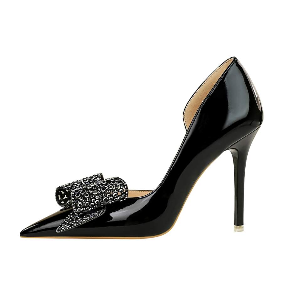 QITUMAUL Patent Leather Slim Heel High Heels 10.5cm Women's