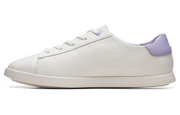 Clarks Leather Stylish Skateboarding Shoes Women's White Purple