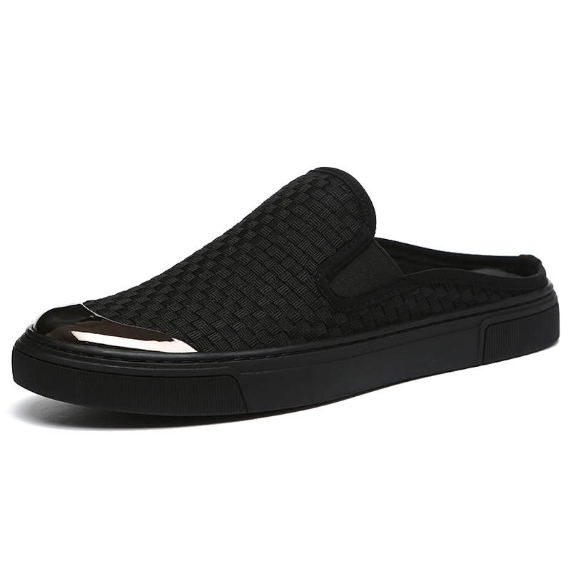 SENJIALUO Rubber Sole Closed Toe Slippers Men's Black