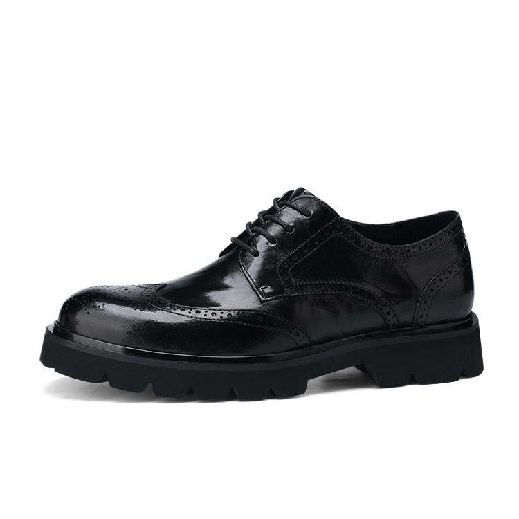 U7 U7 Casual Leather Shoes Men's Low Top Black