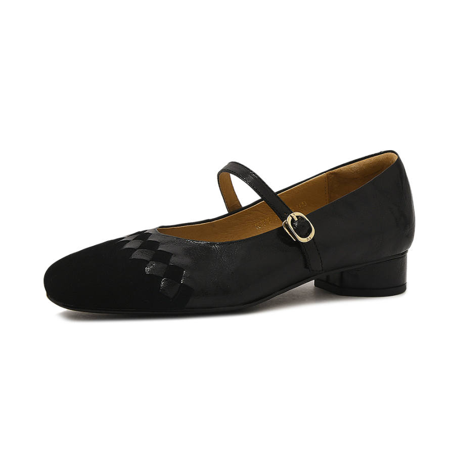 CAMEIDO Sheepskin Chunky Heel Mary Jane Shoes 2.5cm Women's