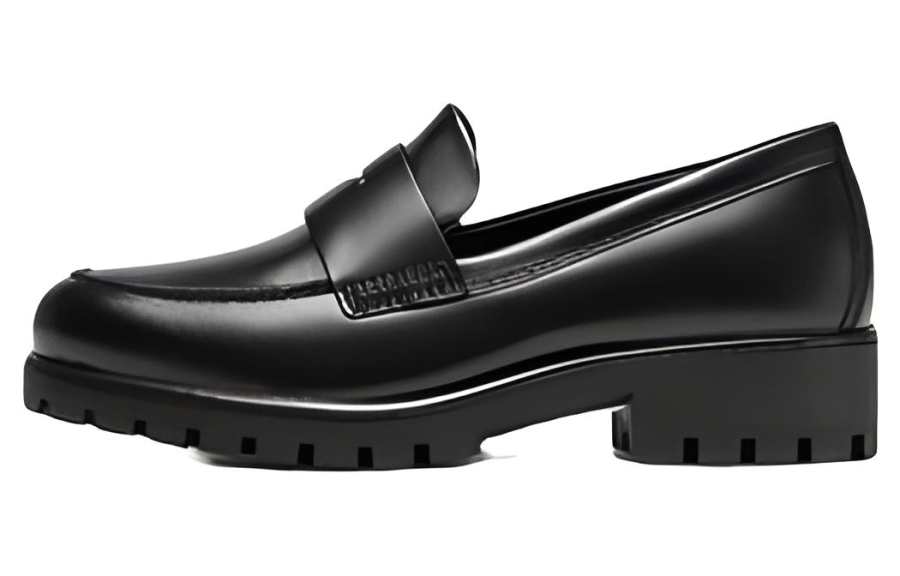 Ecco Modern Collection Top Grain Cow Leather Loafers 4cm Women's Black