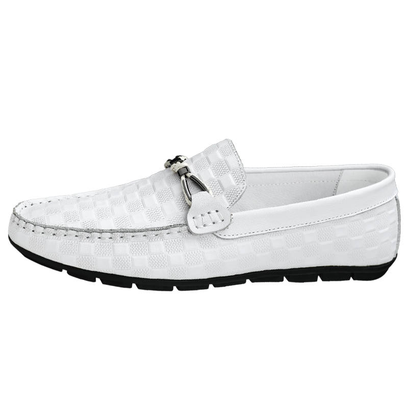 CKVUSAMG Top Grain Cow Leather Casual Shoes Men's White
