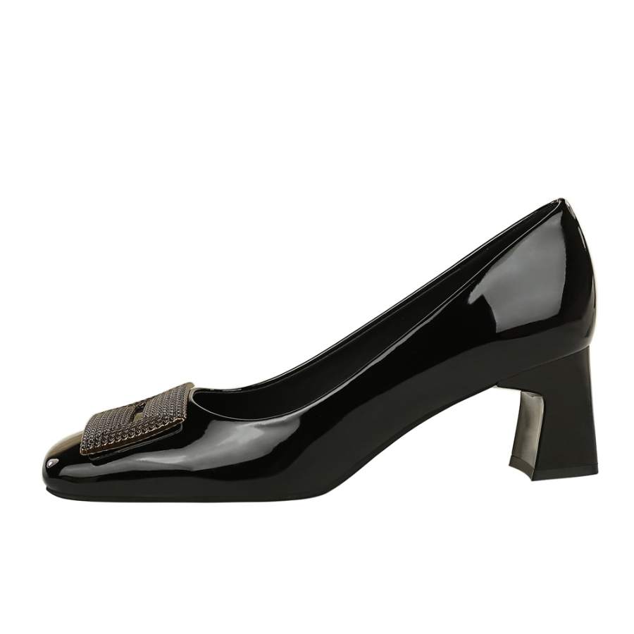 QITUMAUL Patent Leather Chunky Heel High Heels Women's