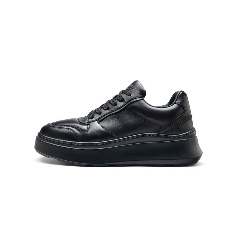 HARSON HARSON Cow Leather Abrasion Resistant Low top Skateboard Shoes Men's Black