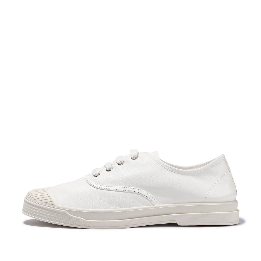 BELLALILY Top Grain Cow Leather Abrasion Resistant Low top Casual Shoes Women's White