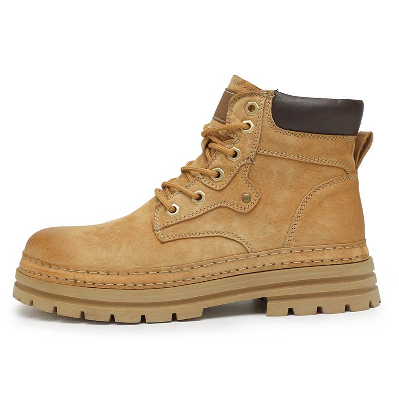 GONGNIUMEILI PU Short Combat Boots Medium Heel Men's