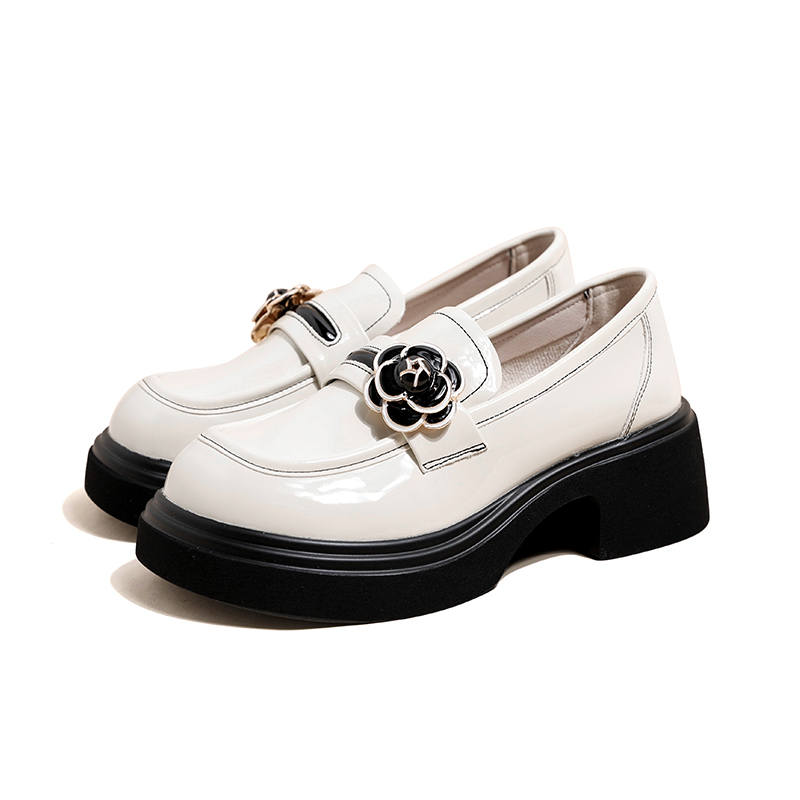 Ouumeis Ballet Flats Patent Leather Loafers 5 Cm Women's