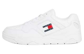 Tommy Hilfiger Leather Low top Skateboard Shoes Men's White