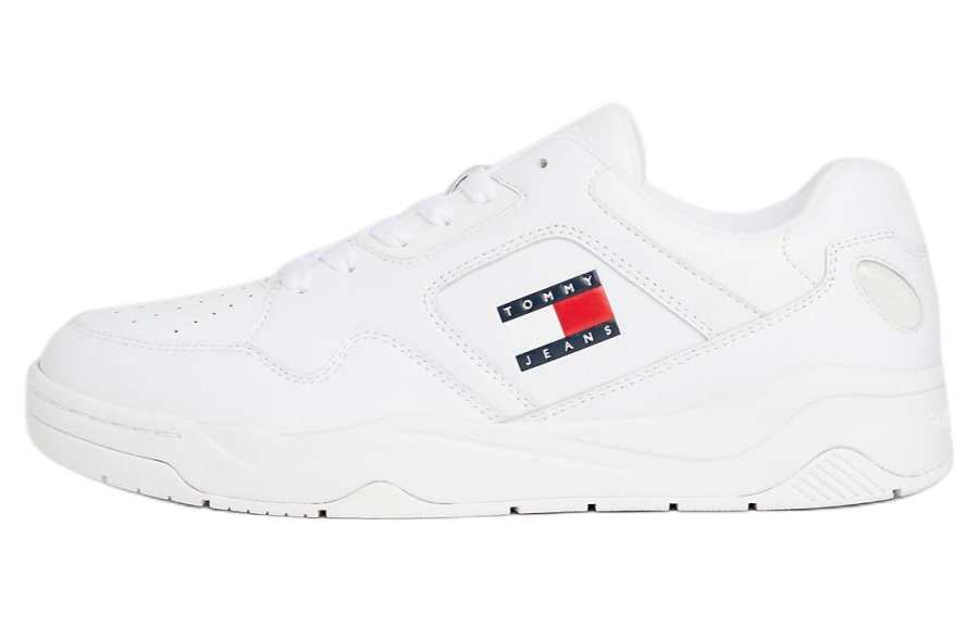 Tommy Hilfiger Leather Low top Skateboard Shoes Men's White