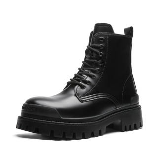 CHILANG Microfiber Leather Crew Combat Boots Men's Black