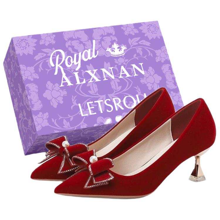 Alxnan Pu Chunky Heel High Heels Women's Burgundy