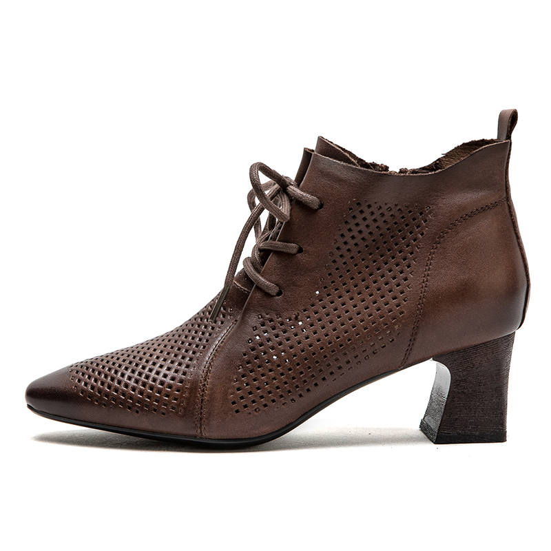 JIEZHOU Top Grain Cow Leather Ankle Boots Women's