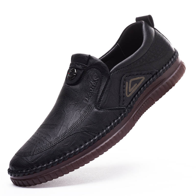 EGCHI Casual Leather Shoes Men's Low Top