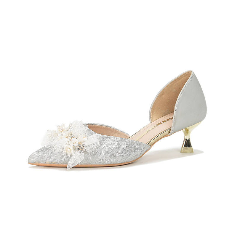 Zubumei Leather Slim Heel High Heels 4cm Women's