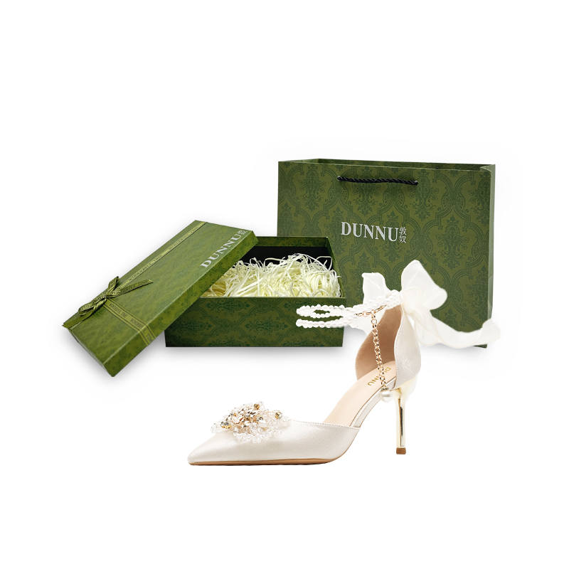 DUNNU Leather Slim Heel High Heels Women's Apricot