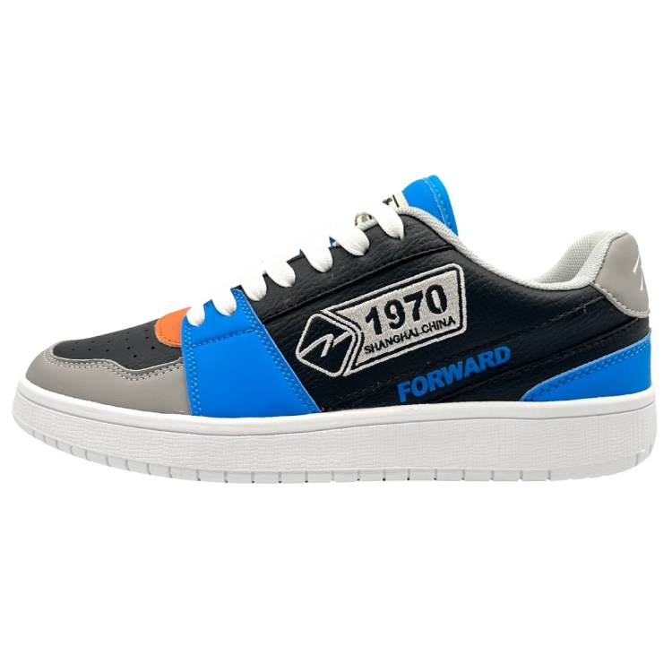 QIANJIN Synthetic Leather Slip Resistant, Abrasion Resistant, Lightweight Low top Skateboard Shoes Men's Black
