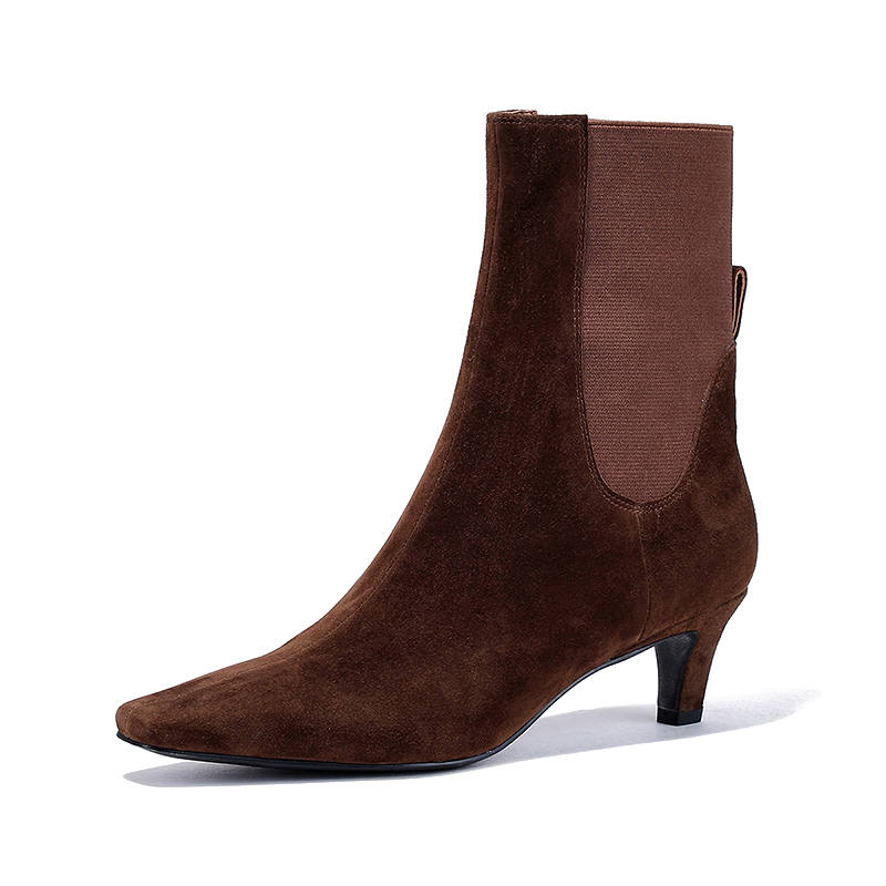 BELLALILY Alpaca Leather Crew Chelsea Boots 6CM Women's