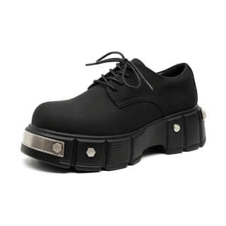 IZEIZIG Cow Split Leather Casual Shoes Unisex Black