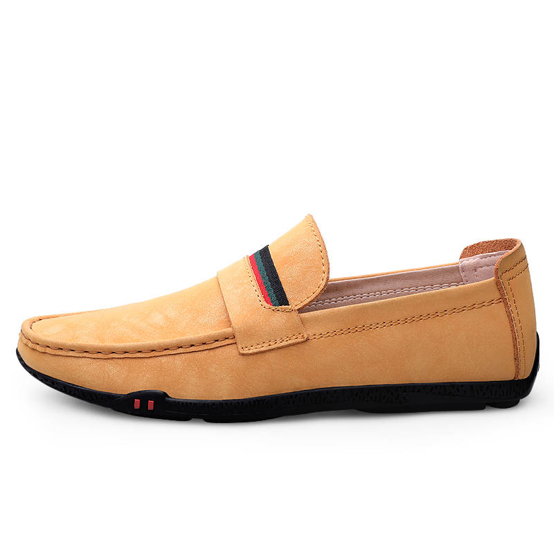 YINGLUNQISHI Cow Leather Casual Shoes Men's Yellow Brown