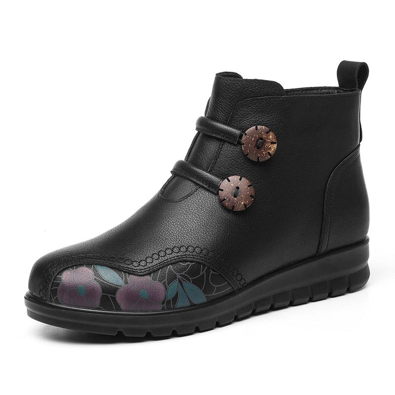 XINNUO Cow Leather Ankle Boots Women's Black