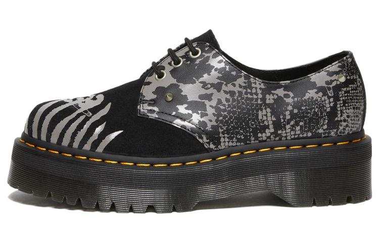 Dr.Martens Dr. Martens 1461 Animal Clash Leather & Suede Platform Shoes 'Black Grey'