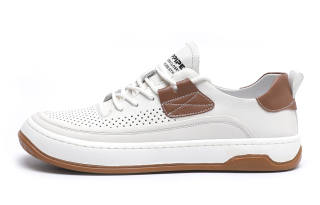 TRUMPPIPE Top Grain Cow Leather Low top Skateboard Shoes Men's White